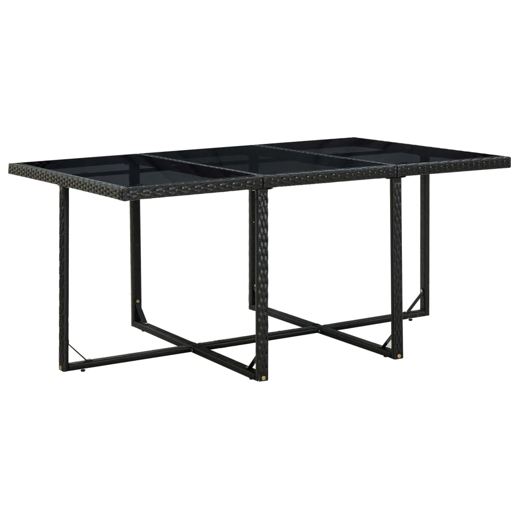 11 Pcs conjunto jantar exterior com almofadões vime PE preto