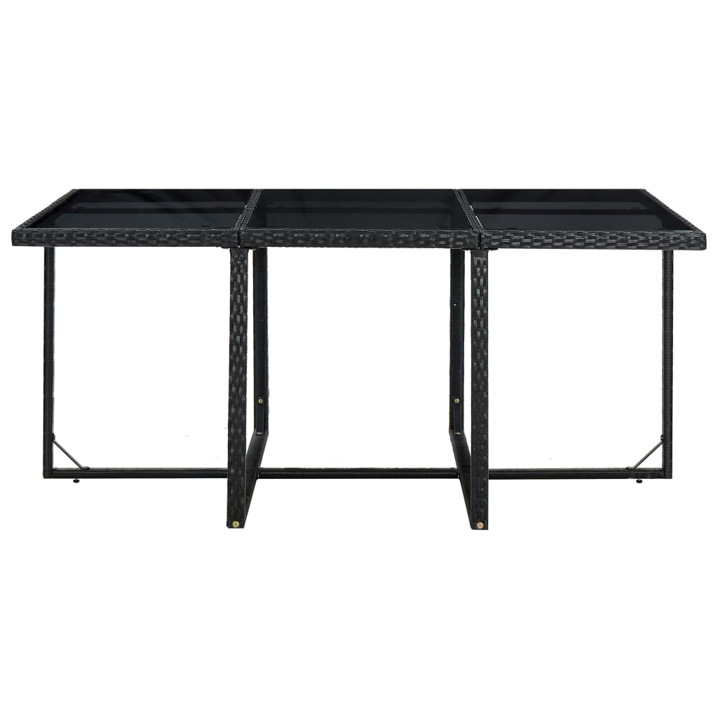 11 Pcs conjunto jantar exterior com almofadões vime PE preto