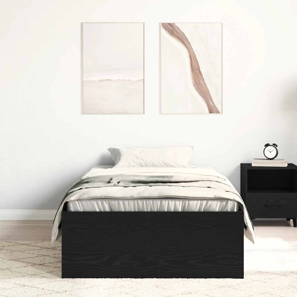 Estrutura de cama sem colchão, carvalho preto, 100x200 cm, madeira engenheirada