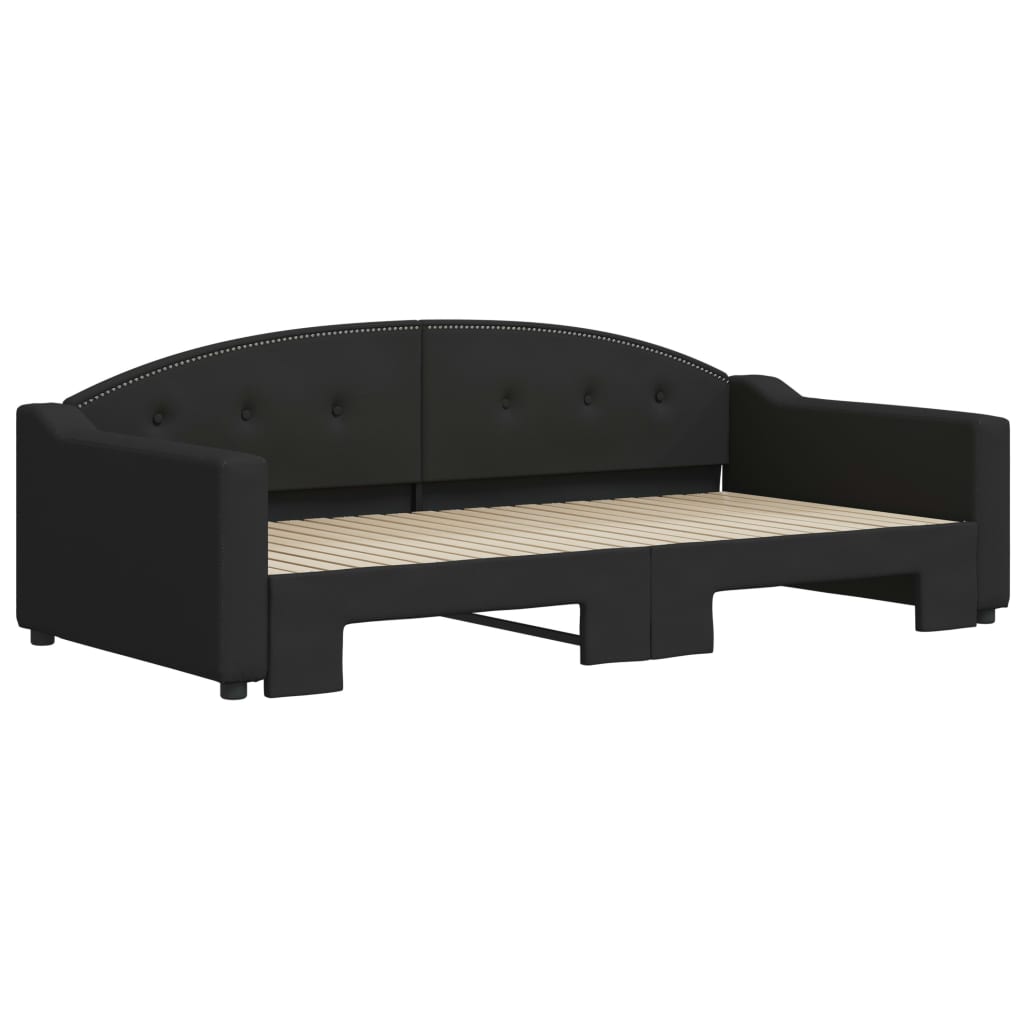 Sofá-cama com gavetão 100x200 cm tecido preto