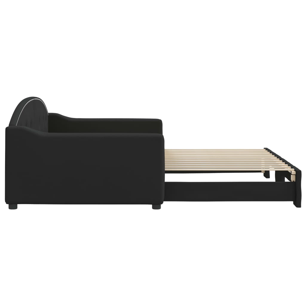 Sofá-cama com gavetão 100x200 cm tecido preto