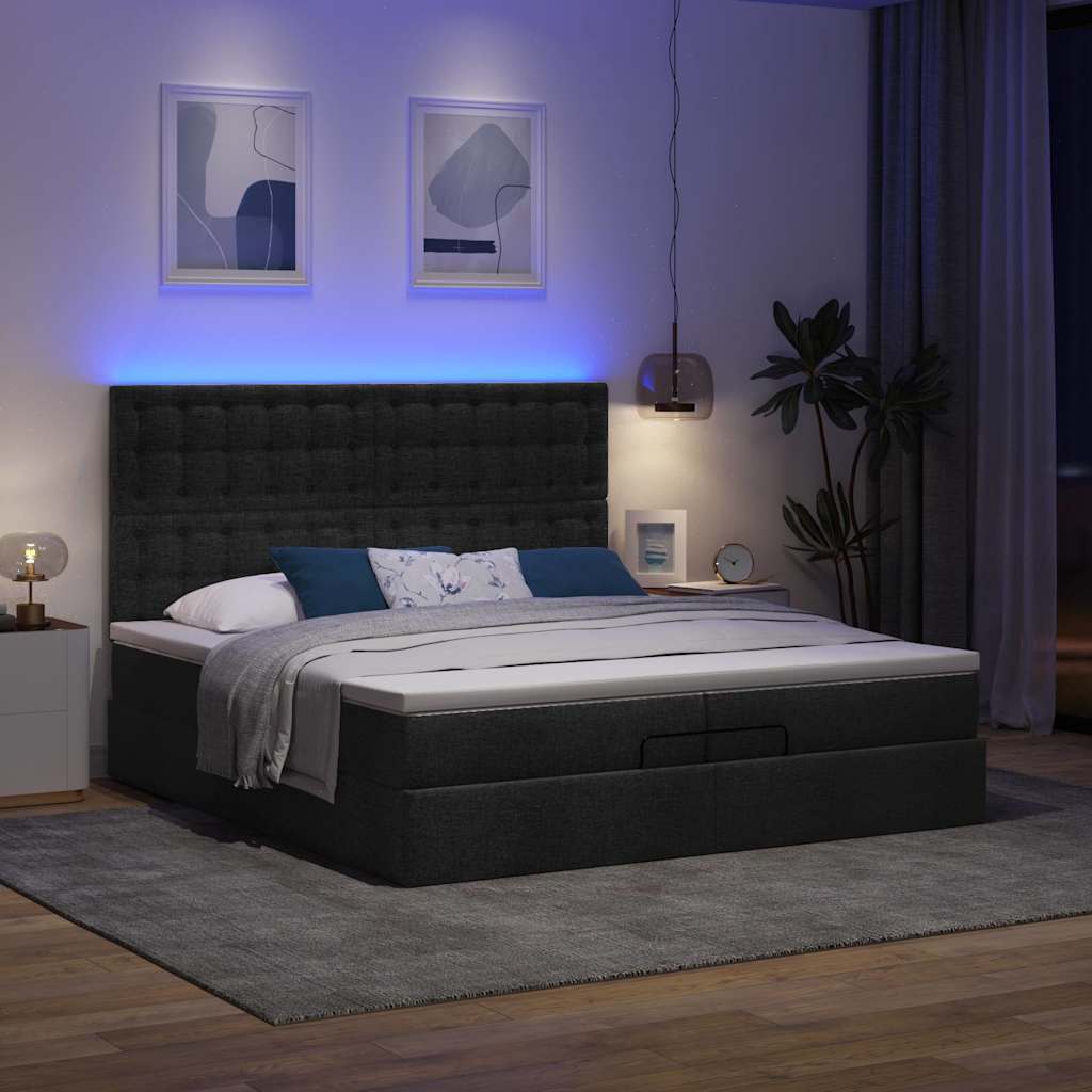 63 / 5,000Vidaxl estrutura de cama otomana com colchões tecido preto