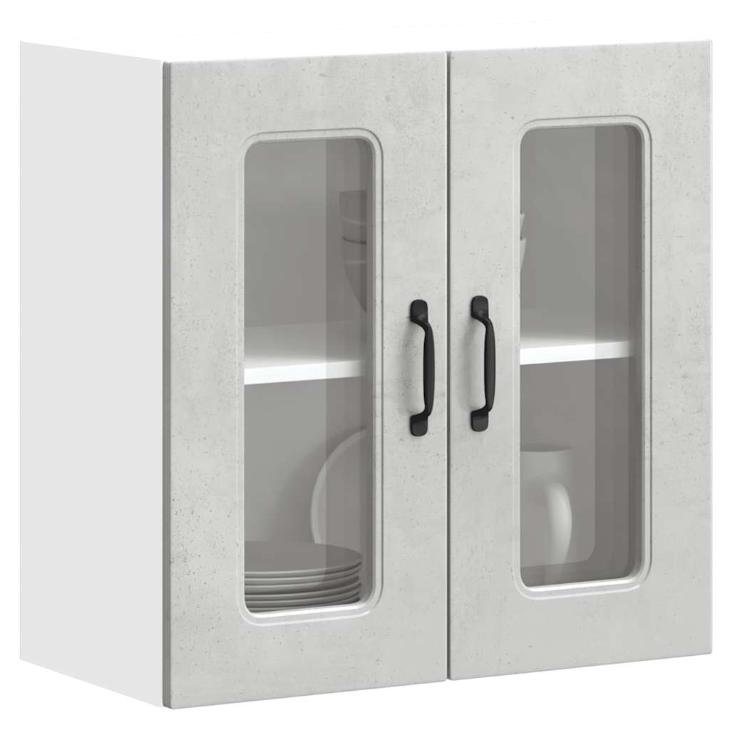 Armário de parede de cozinha porta vidro kalmar concreto cinza