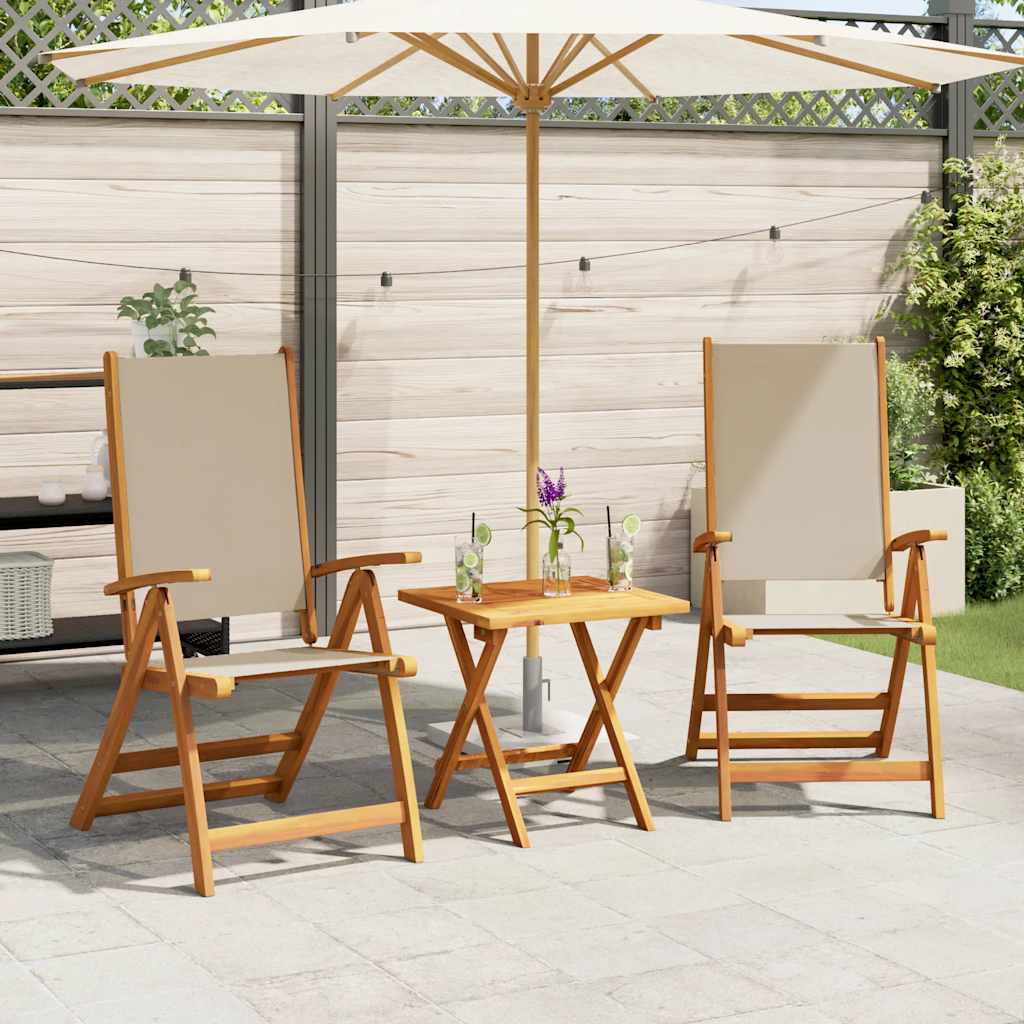 Cadeiras de jardim dobráveis 2 pcs acácia maciça e textilene