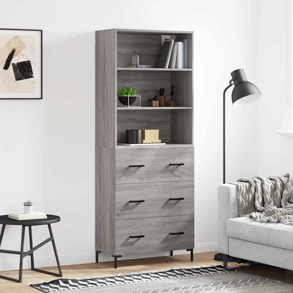 Armário alto 69,5x34x180 cm derivados de madeira sonoma cinza