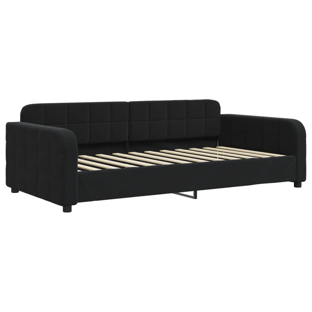 Sofá-cama com gavetão e gavetas 100x200 cm veludo preto