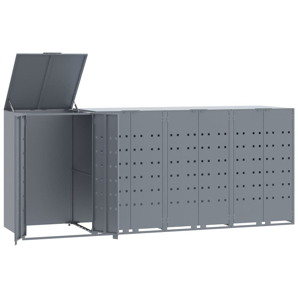 Abrigo para 4 caixotes do lixo 276x79x117 cm aço cinzento