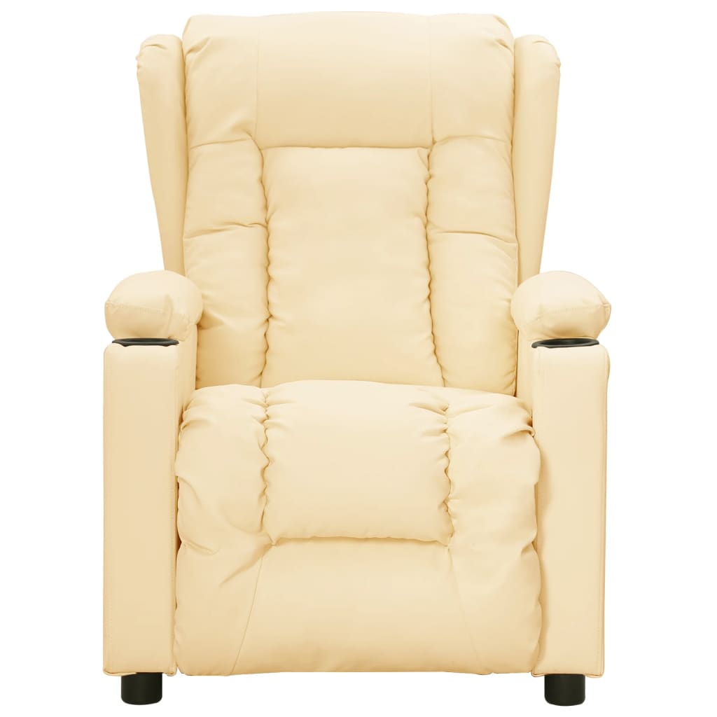 Poltrona reclinável elétrica couro artificial cor creme