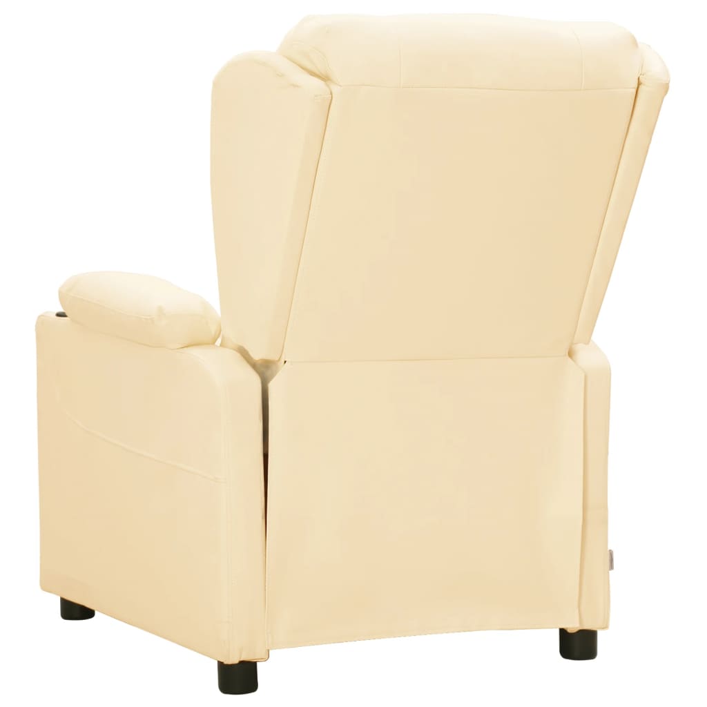 Poltrona reclinável elétrica couro artificial cor creme