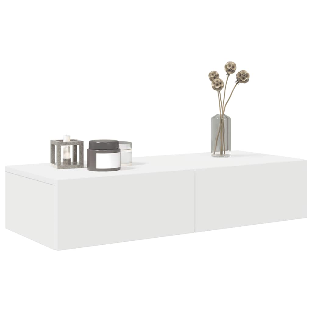 Prateleira parede c/ gavetas 80x33x17 cm deriv. madeira branco