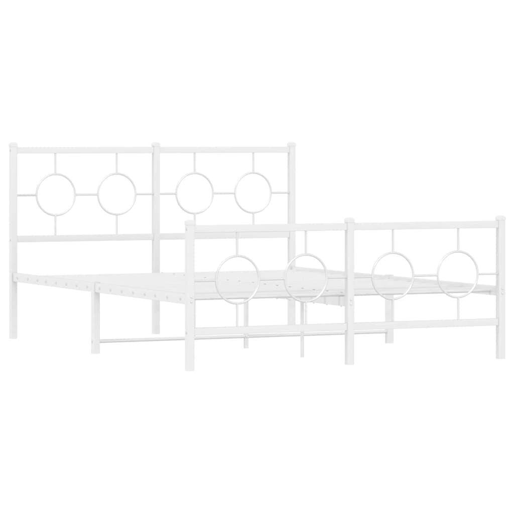Estrutura de cama com cabeceira e pés 140x200 cm metal branco