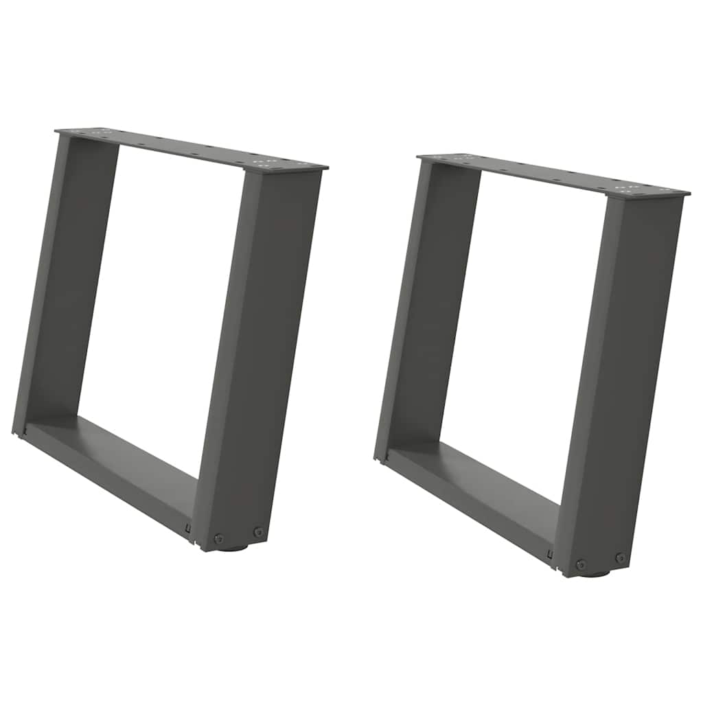 Pés para mesa de centro em forma de u, 2 peças, antracite, 60x (42-43) cm, aço