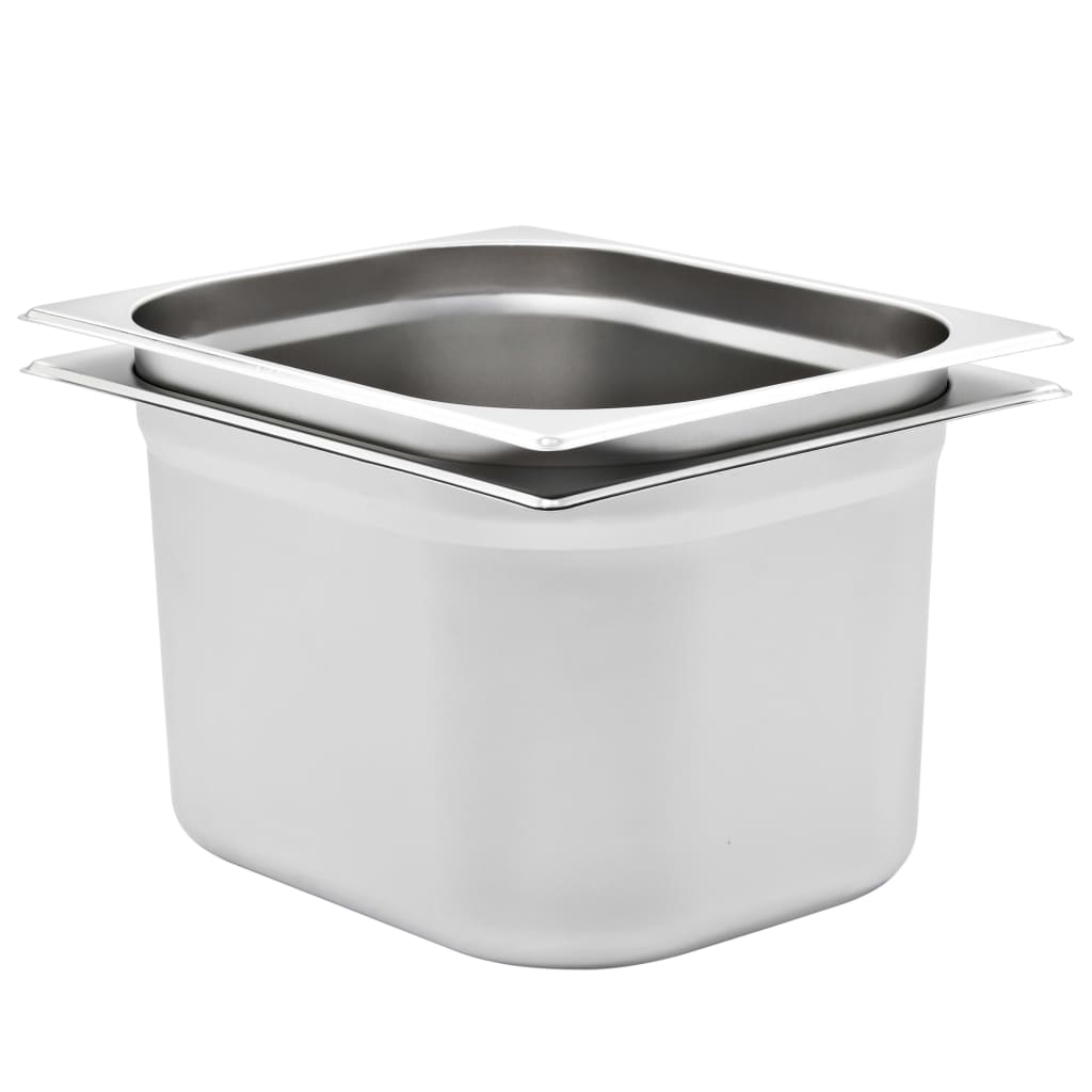 Recipientes gastronorm 2 pcs gn 1/2 200 mm aço inoxidável