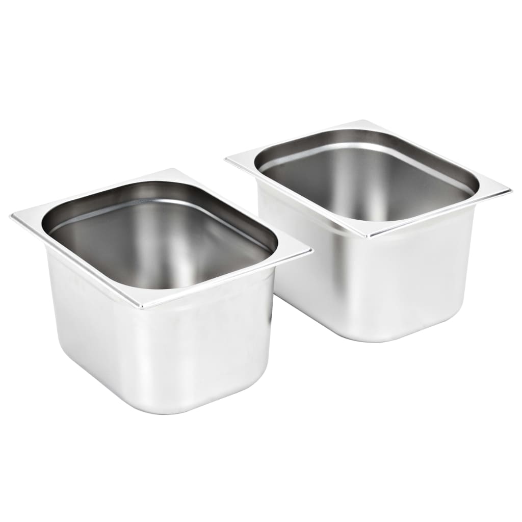 Recipientes gastronorm 2 pcs gn 1/2 200 mm aço inoxidável