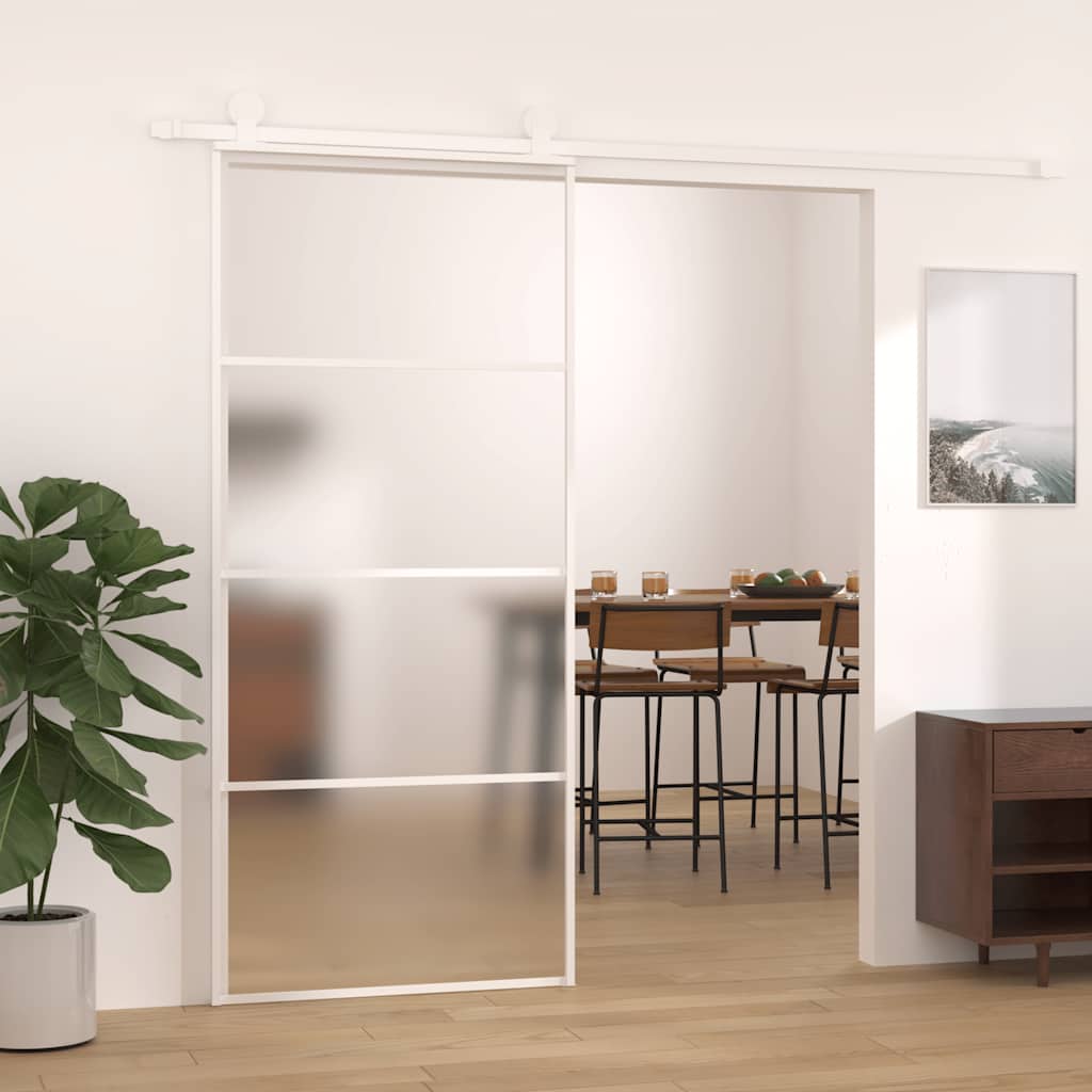 Porta deslizante vidro esg fosco e alumínio 90x205 cm branco