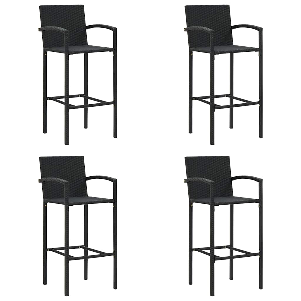 Bancos de bar 4 pcs vime PE preto
