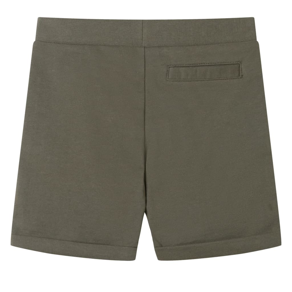 Calções de criança com cordão cor caqui-escuro 128