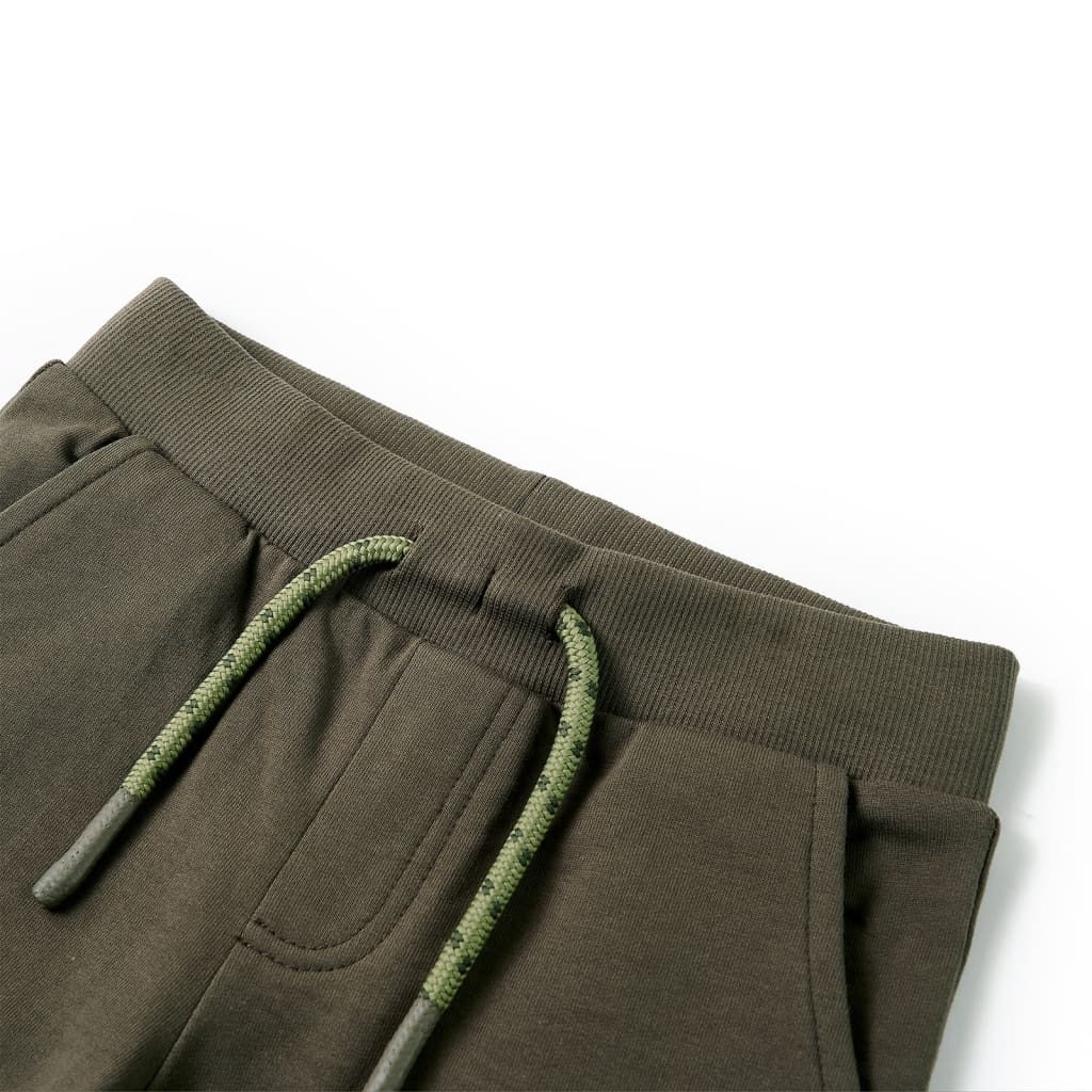Calções de criança com cordão cor caqui-escuro 128