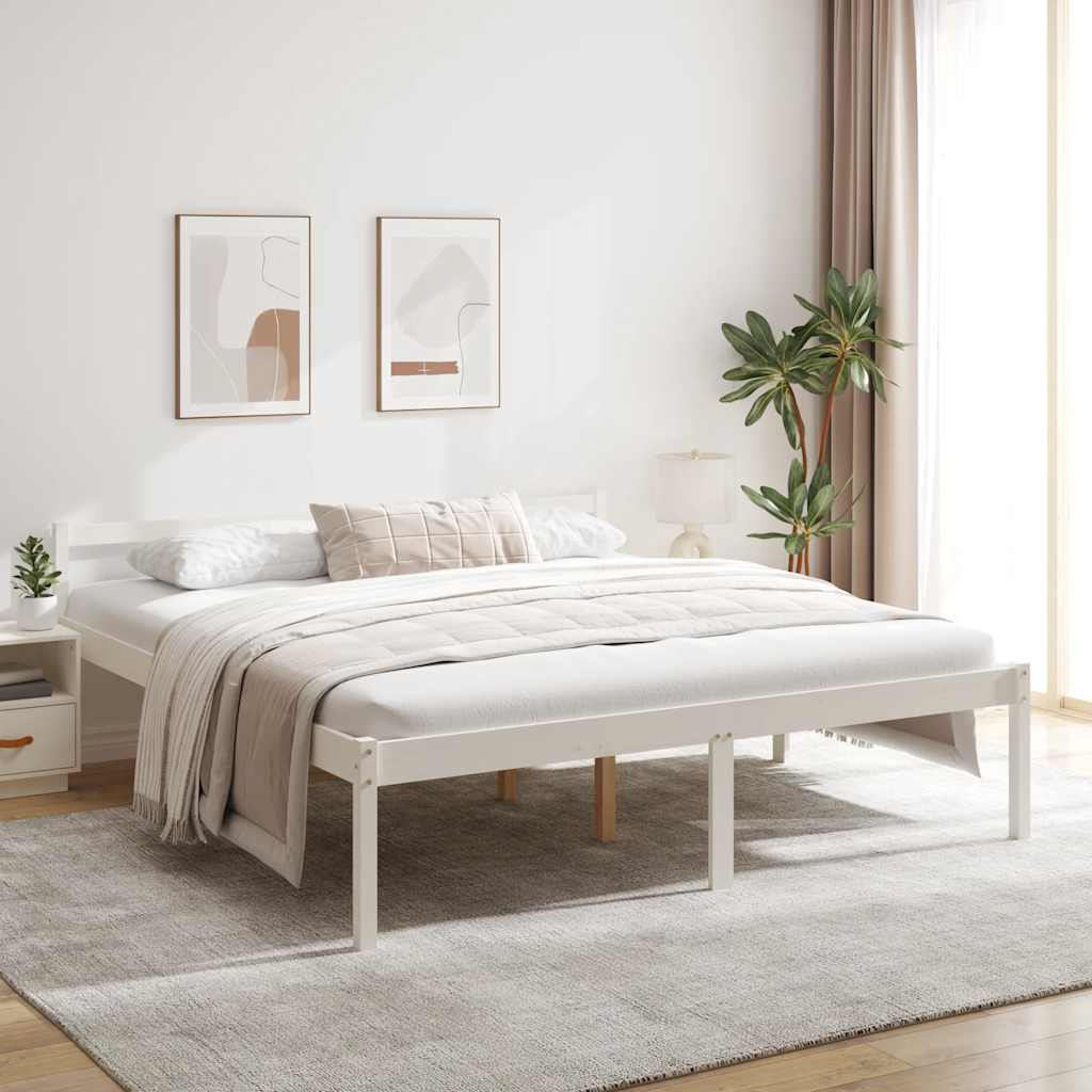 Cama para idosos super king size 180x200 cm pinho maciço branco