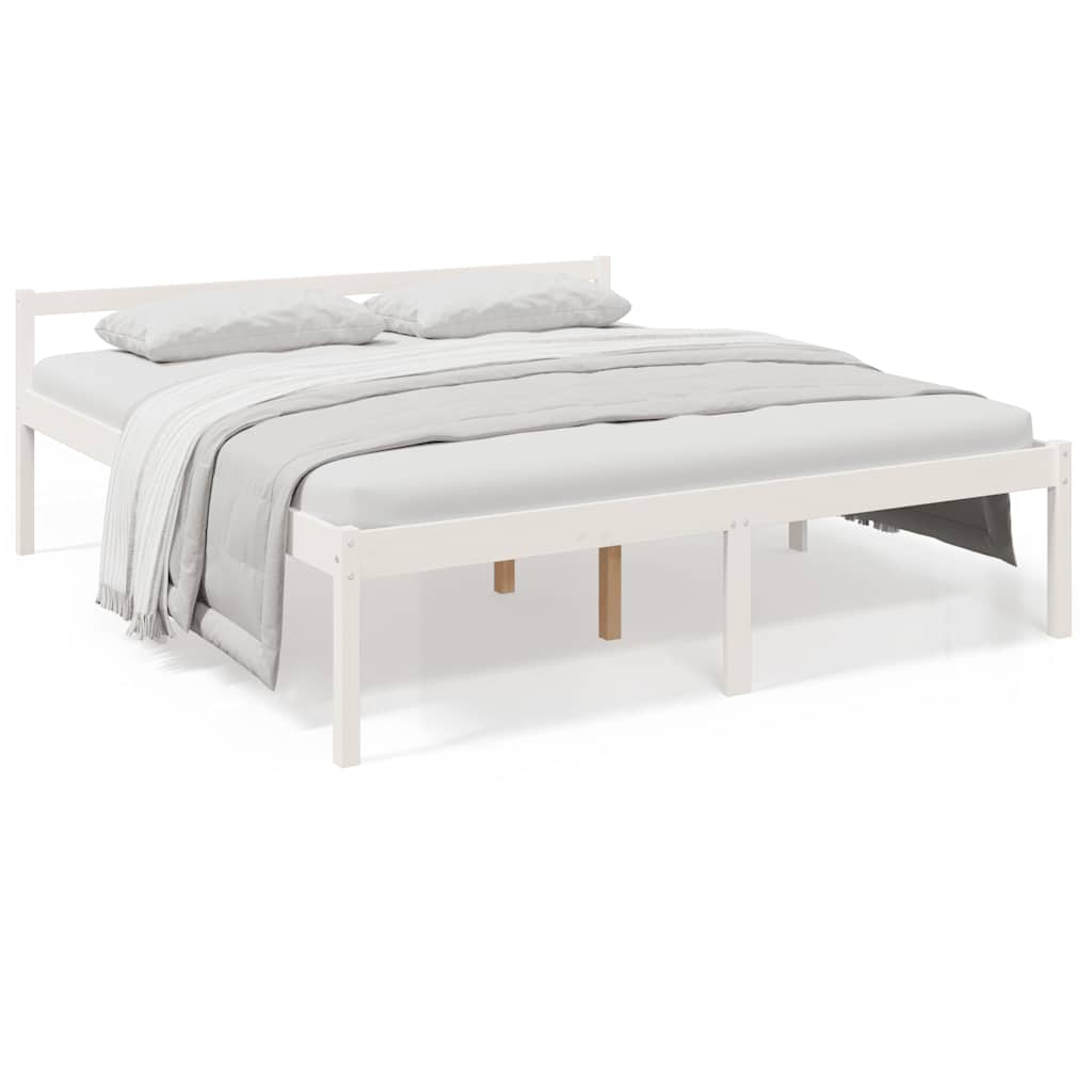 Cama para idosos super king size 180x200 cm pinho maciço branco