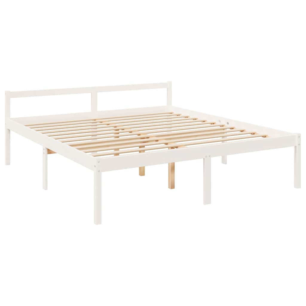 Cama para idosos super king size 180x200 cm pinho maciço branco