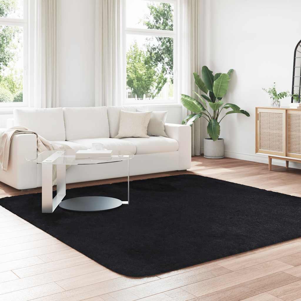 Tapete shaggy de pelo alto navarra 240x240 cm poliéster preto