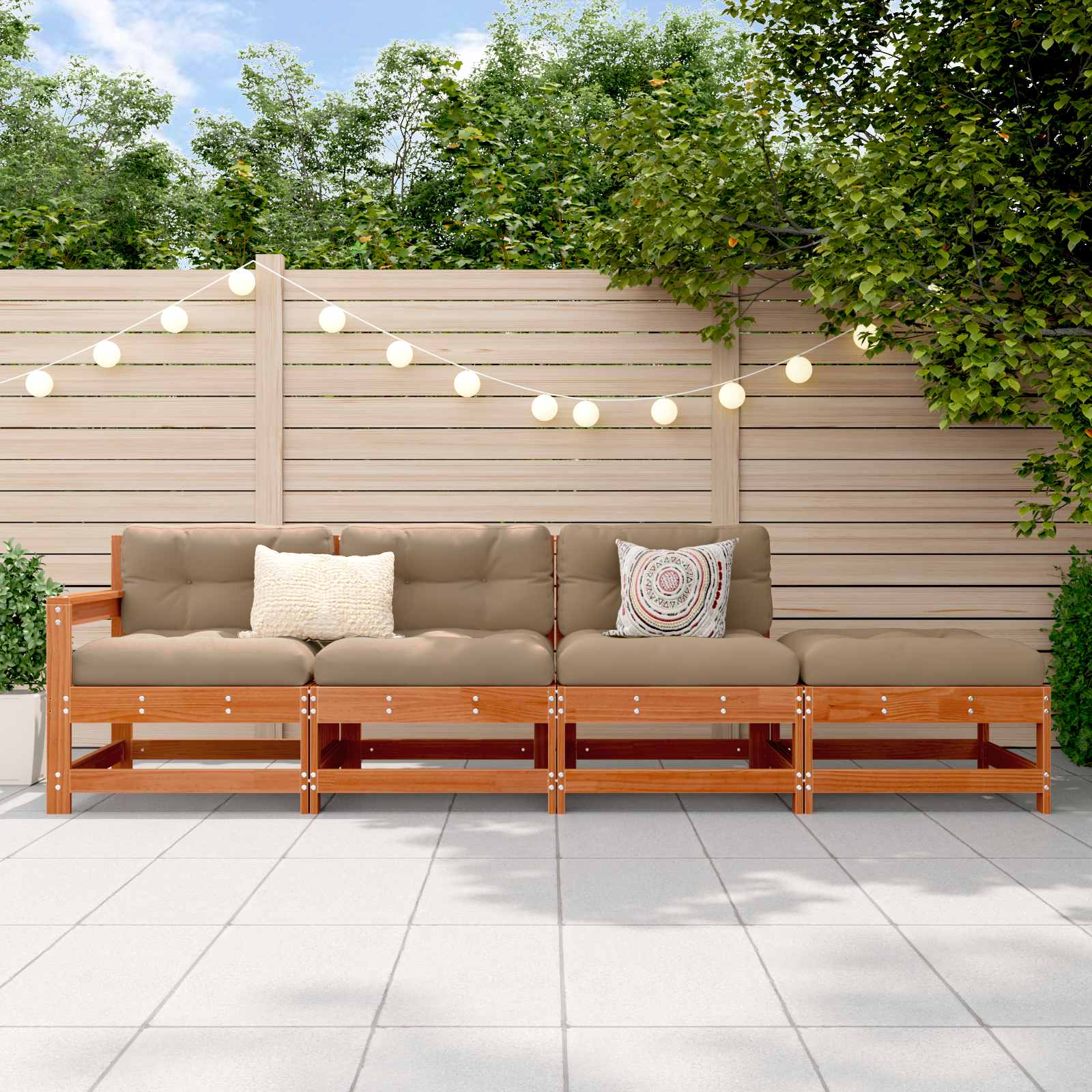 Unidades de sofá seccional castanho cera 252 x 62 x 70,5 cm