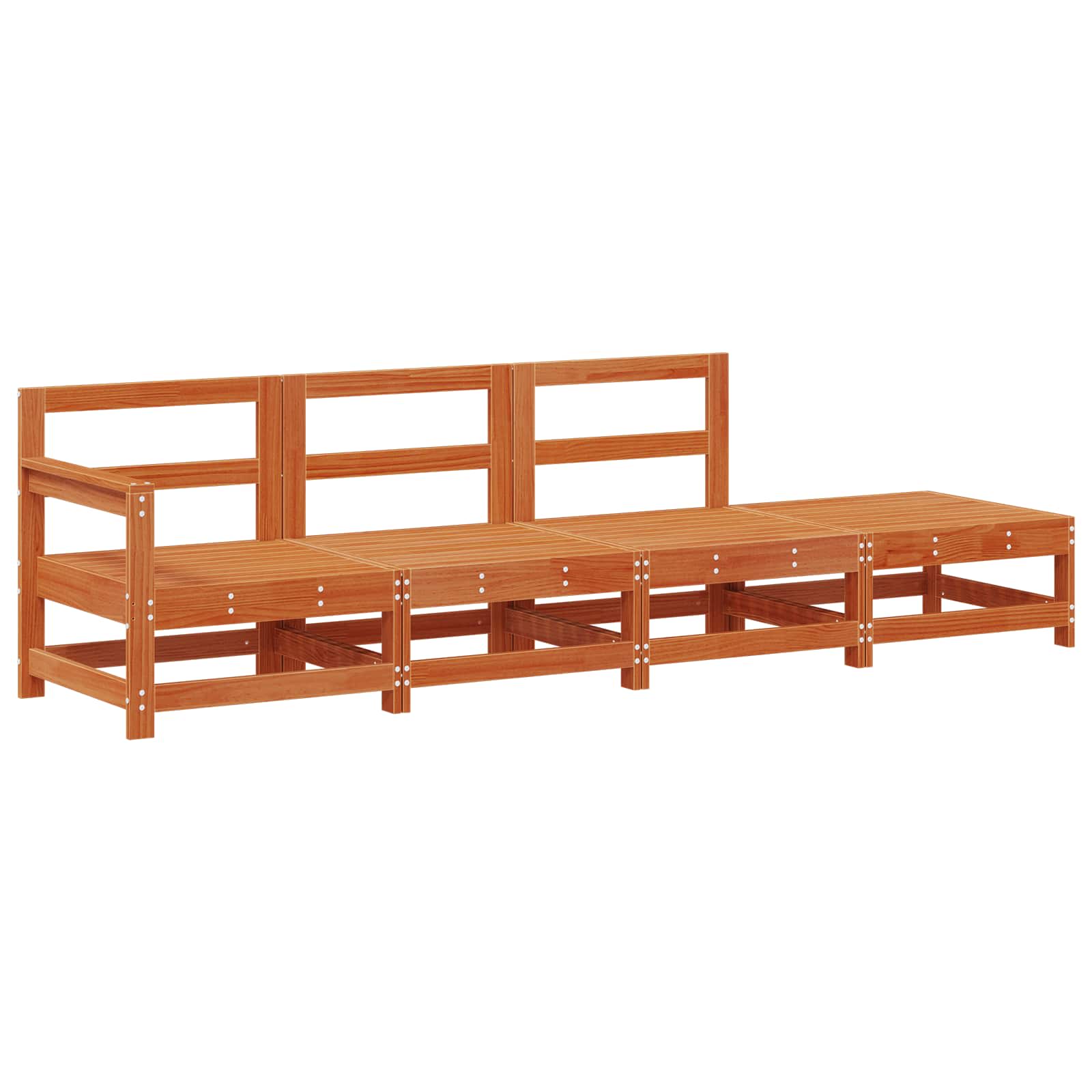 Unidades de sofá seccional castanho cera 252 x 62 x 70,5 cm