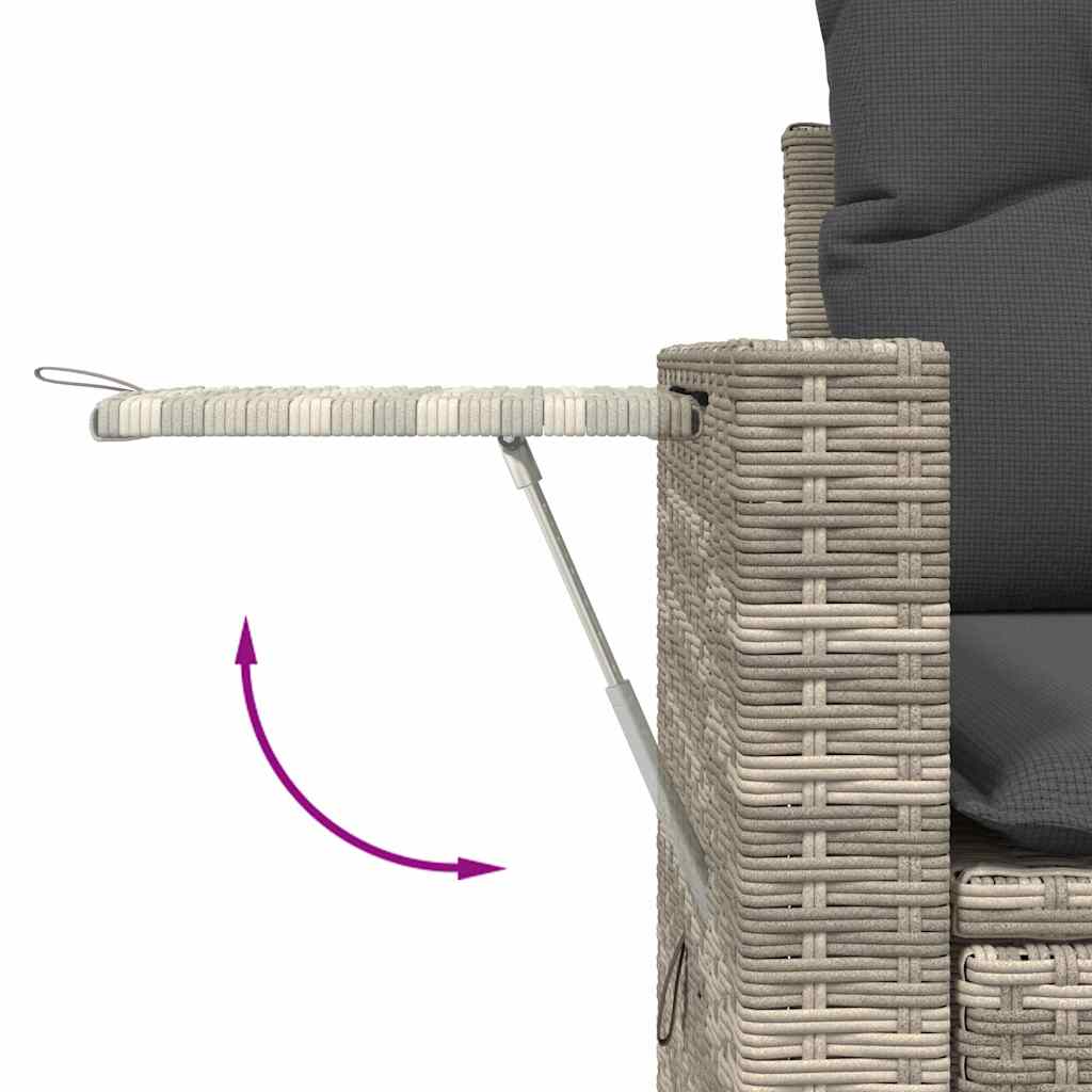 6 Pcs conj. sofás jardim com almofadões vime PE cinzento-claro
