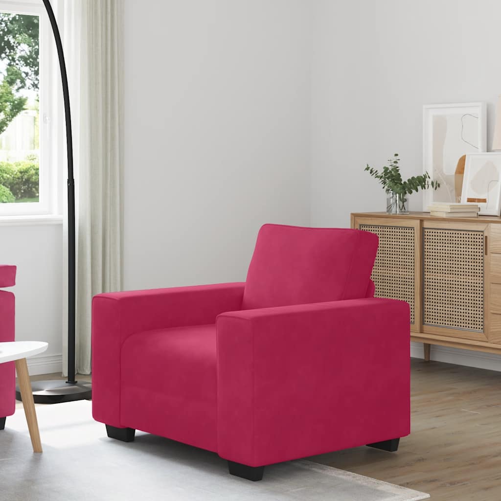 Poltrona 100x77x82 cm veludo vermelho-tinto