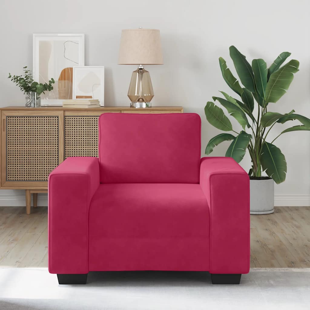 Poltrona 100x77x82 cm veludo vermelho-tinto