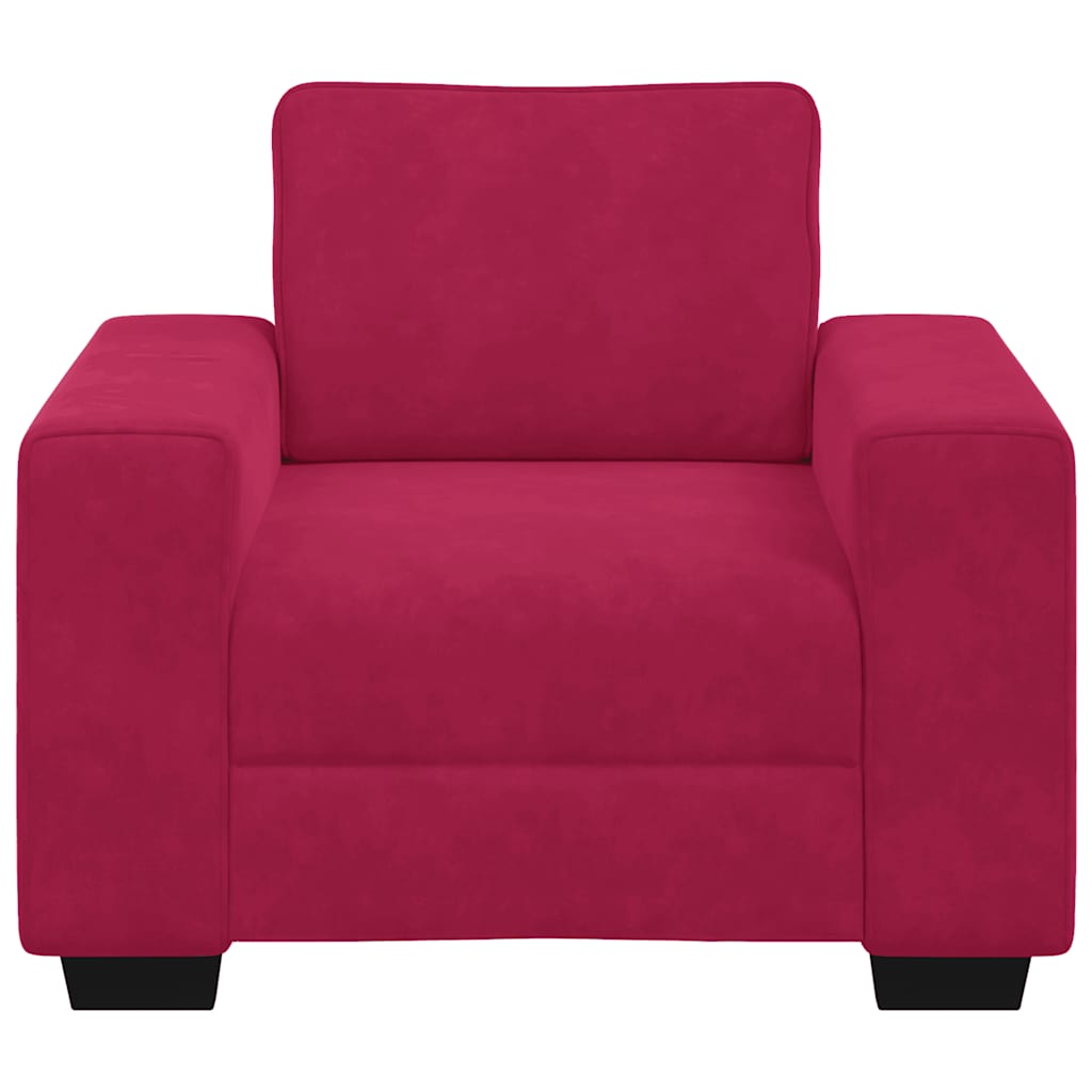 Poltrona 100x77x82 cm veludo vermelho-tinto