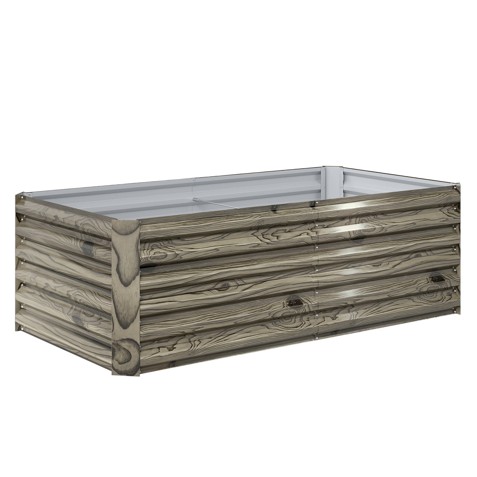 Floreira exterior grande retangular de aço galvanizado para terraço com base aberta 180x90x57,5 cm madeira