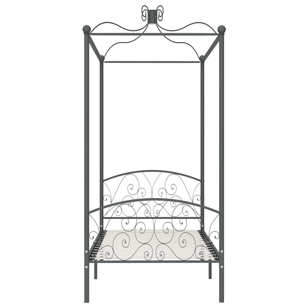 Estrutura de cama com dossel 90x200 cm metal cinzento