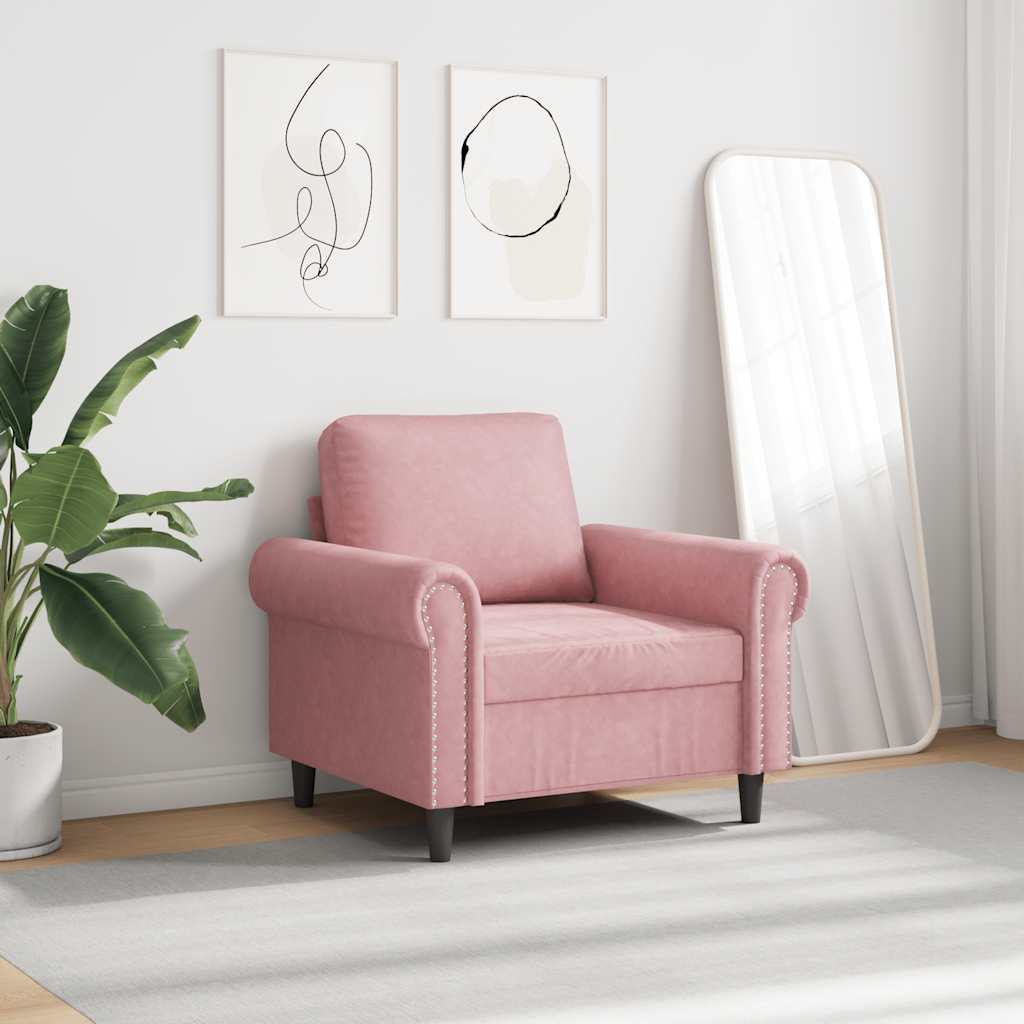Poltrona 60 cm veludo rosa