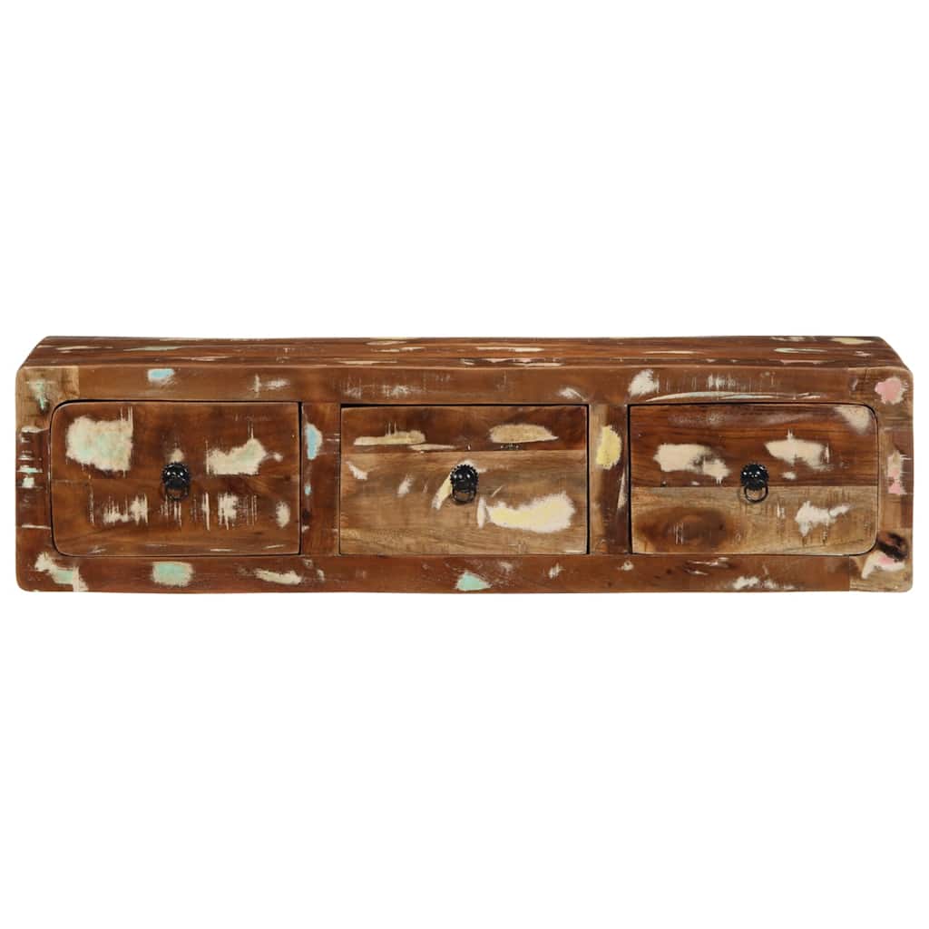 Armário de TV para parede 100x32x25cm madeira recuperada maciça