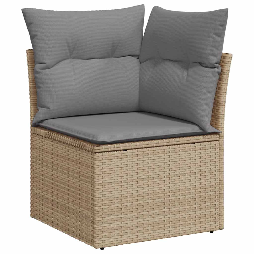 7 Pcs conjunto sofás jardim com almofadões vime PE/acácia bege