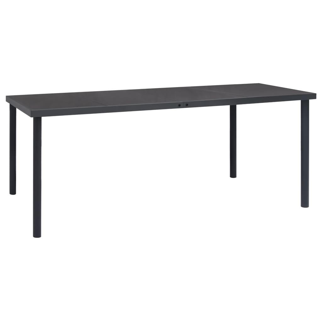 7 Pcs conjunto de jantar para jardim aço e textilene preto