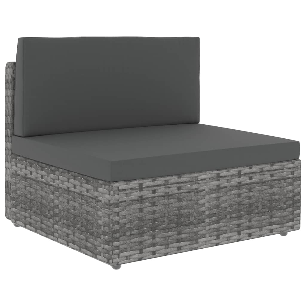 10 Pcs conjunto lounge de jardim vime PE cinzento
