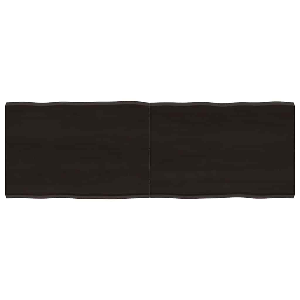 Tampo de mesa com bordas vivas maciço tratado castanho-escuro