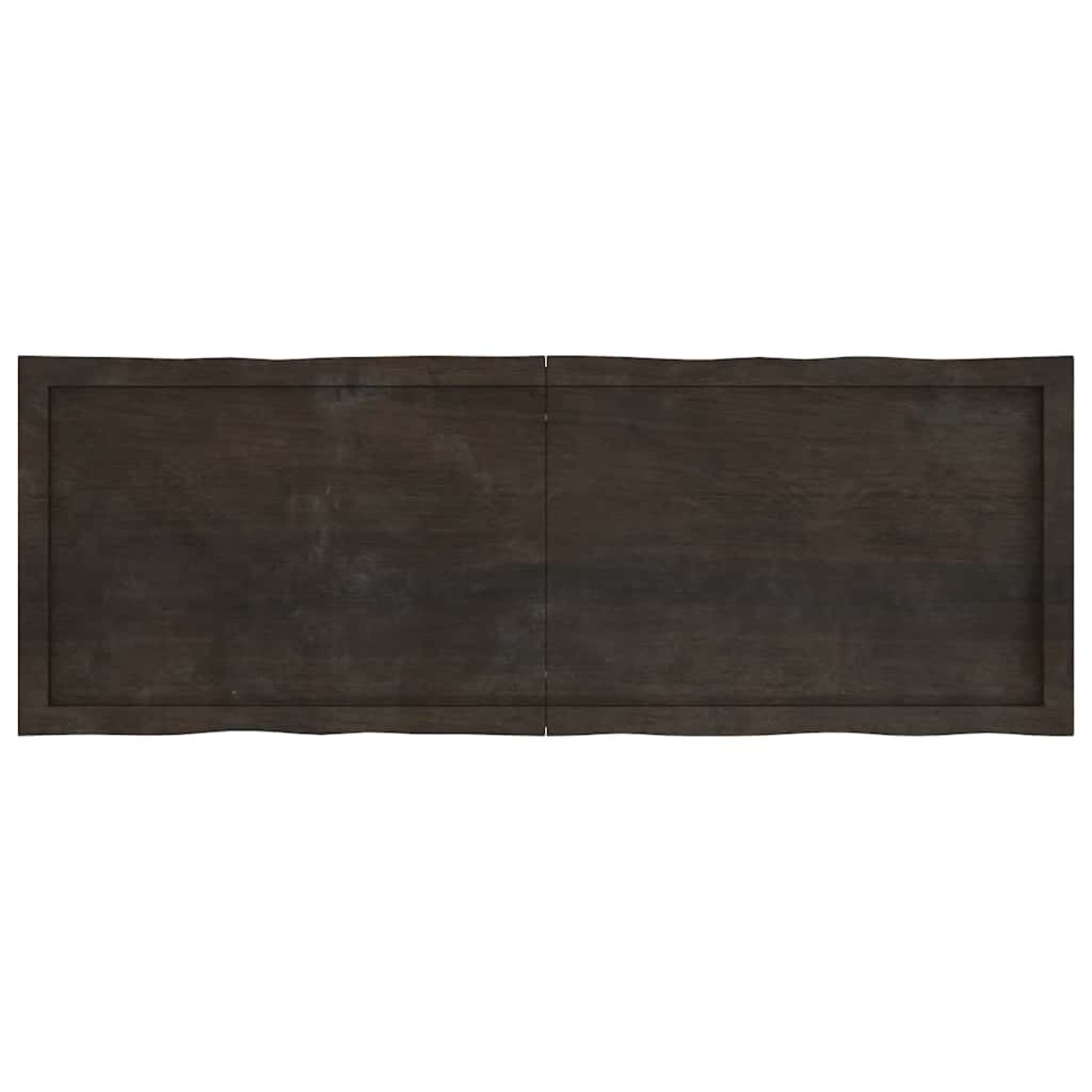 Tampo de mesa com bordas vivas maciço tratado castanho-escuro