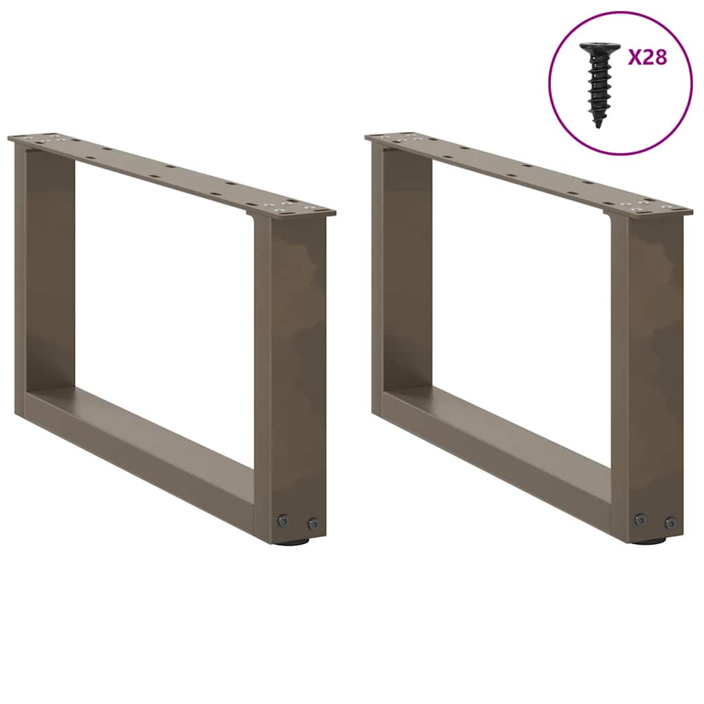 Pés para mesa de centro em formato de u, 2 peças, aço natural, 70 x (30-31) cm, aço