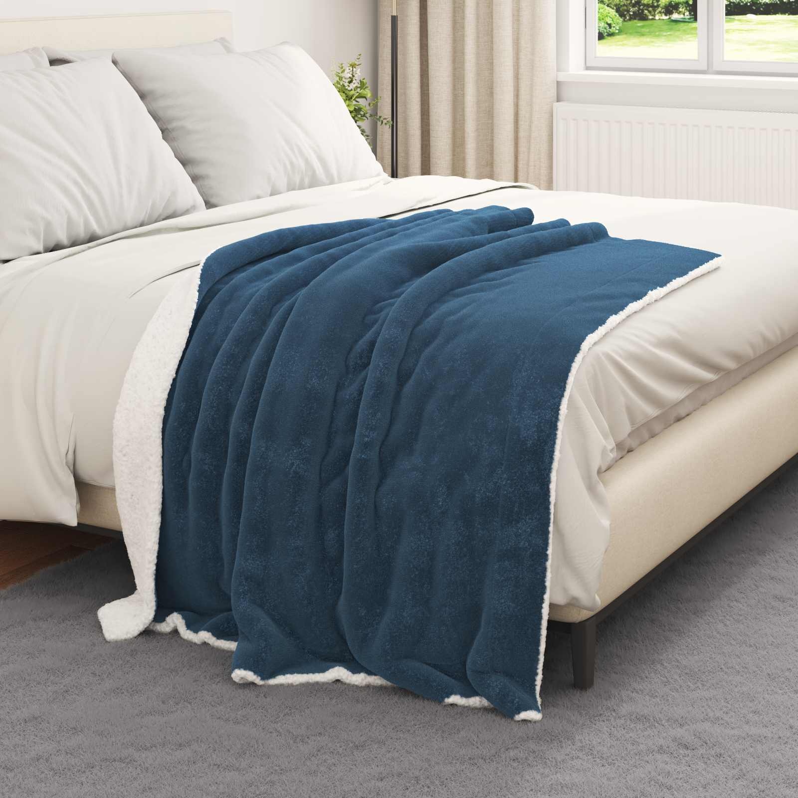 Cobertor azul marinho 130 x 150 cm 1 lã