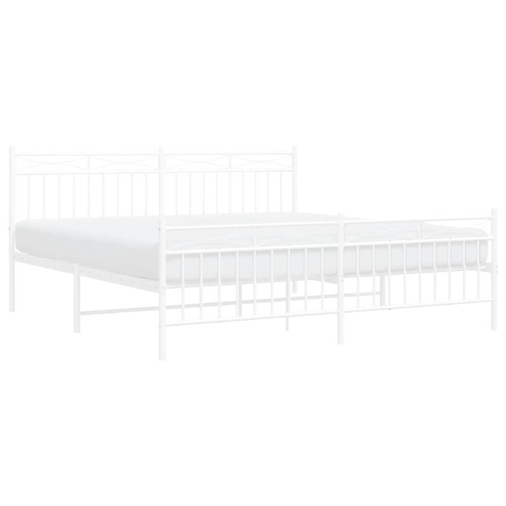 Estrutura de cama com cabeceira e pés 183x213 cm metal branco