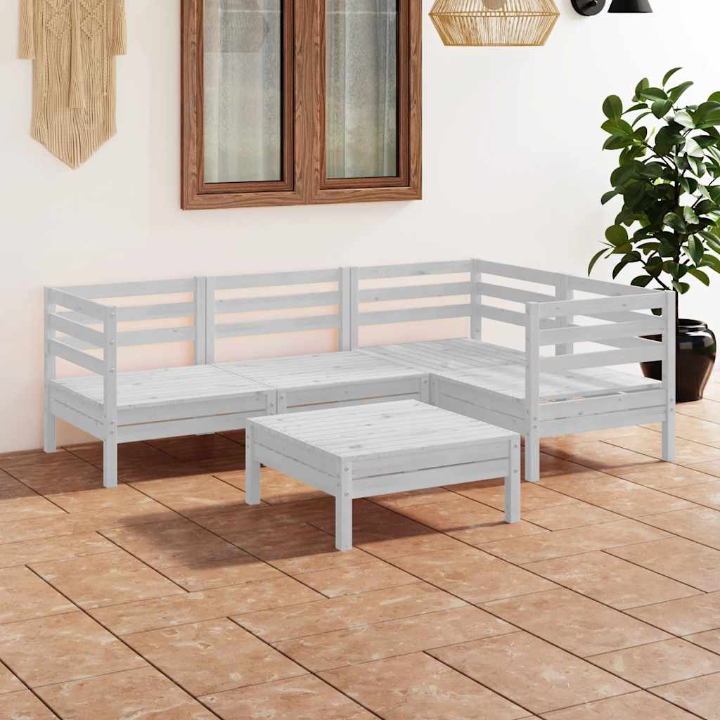 5 Pcs conjunto lounge de jardim pinho maciço branco