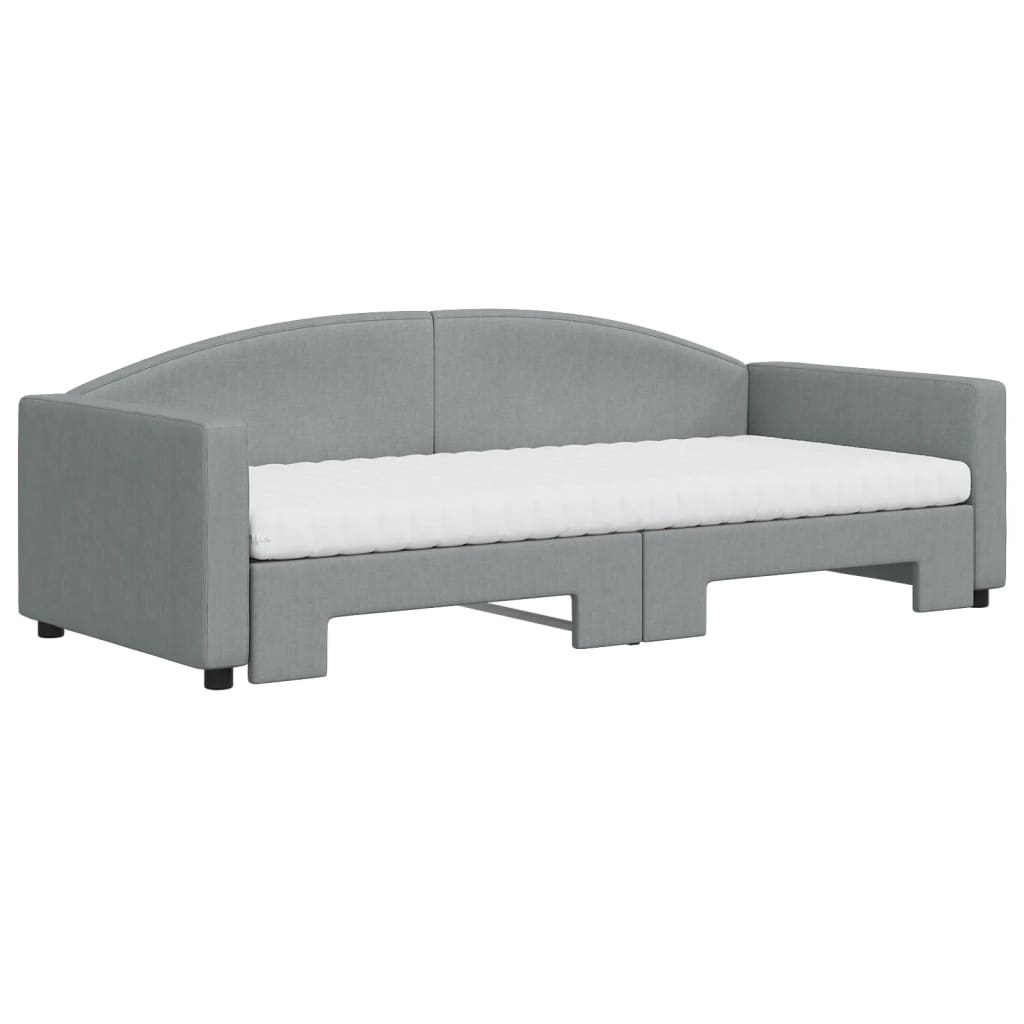 Sofá-cama c/ gavetão e colchões 90x200 cm tecido cinzento-claro