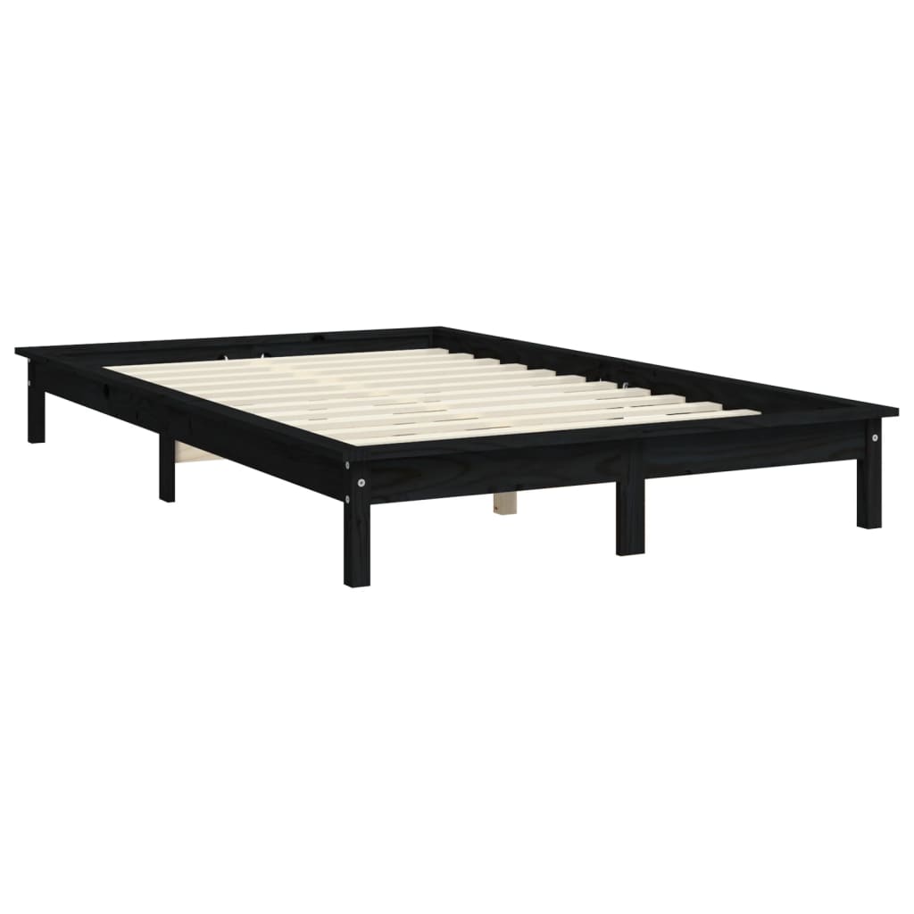 Estrutura de cama 160x200 cm pinho maciço preto
