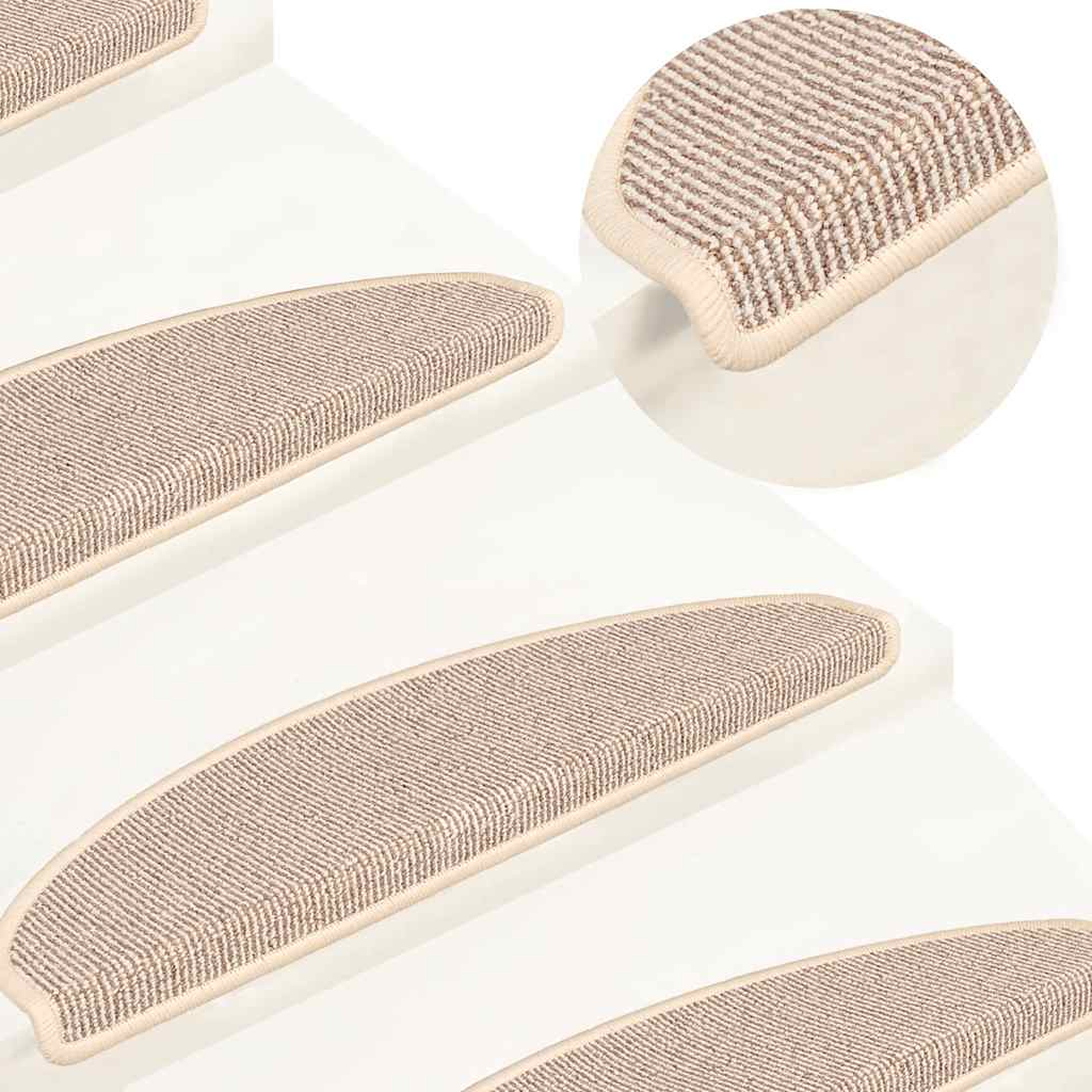 Tapetes de escada 15 peças 65x21x4 cm branco e marrom semicircular grande