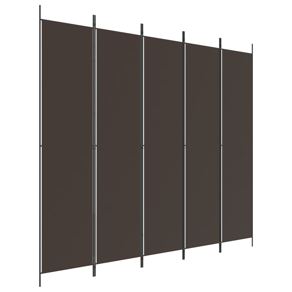Biombo/divisória com 5 painéis 250x220 cm tecido castanho