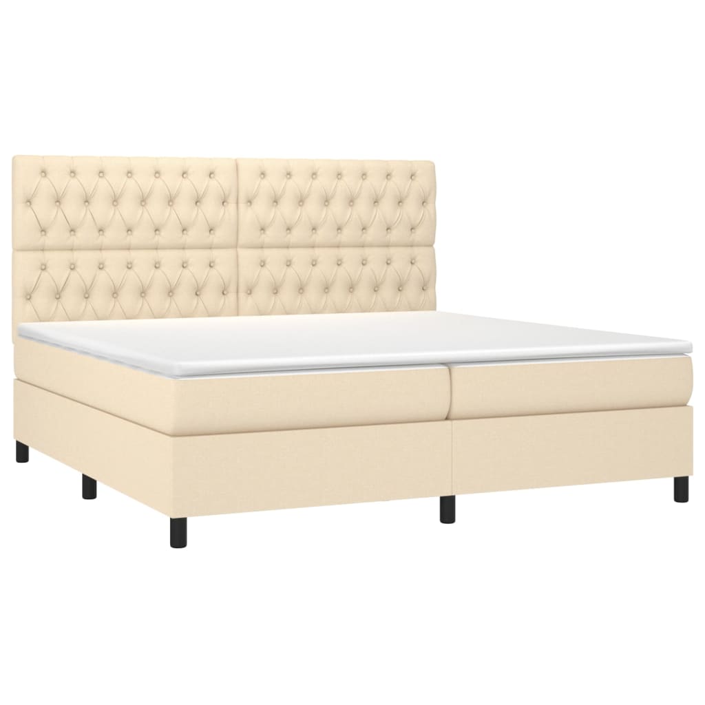Cama com molas/colchão 200x200 cm tecido cor creme
